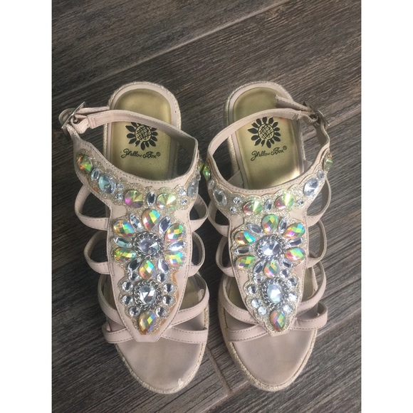 Yellow Box Shoes - Yellow Box Jeweled Wedges